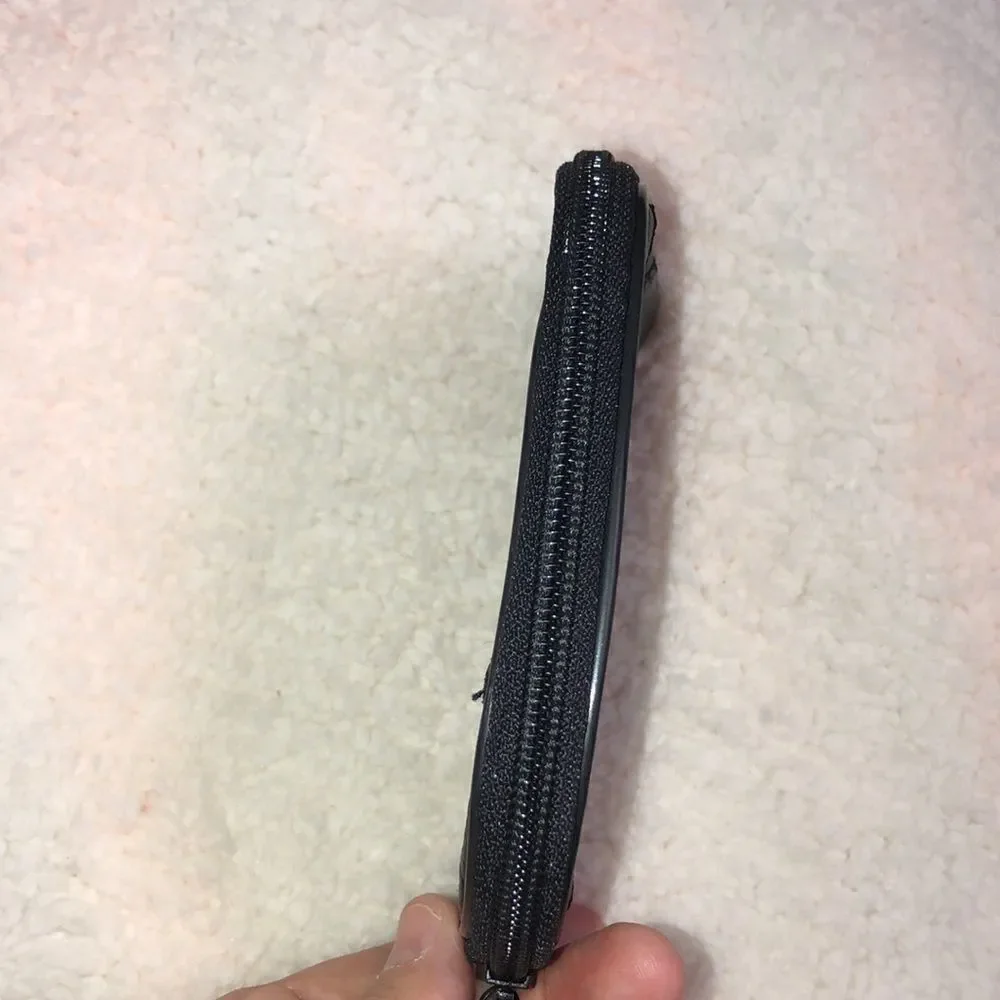 Patch Black Faux Leather Small Zip Wallet